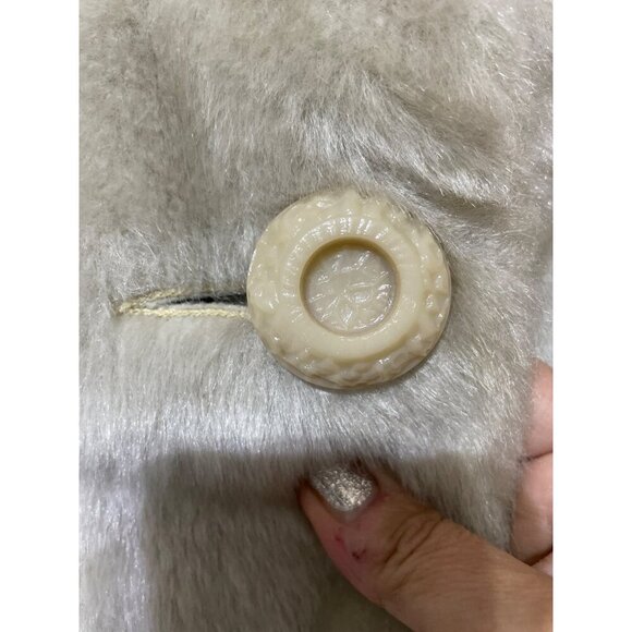 Vintage Fur Button-Up Coat W/ Wide Collar Beige Women's M - Picture 5 of 8